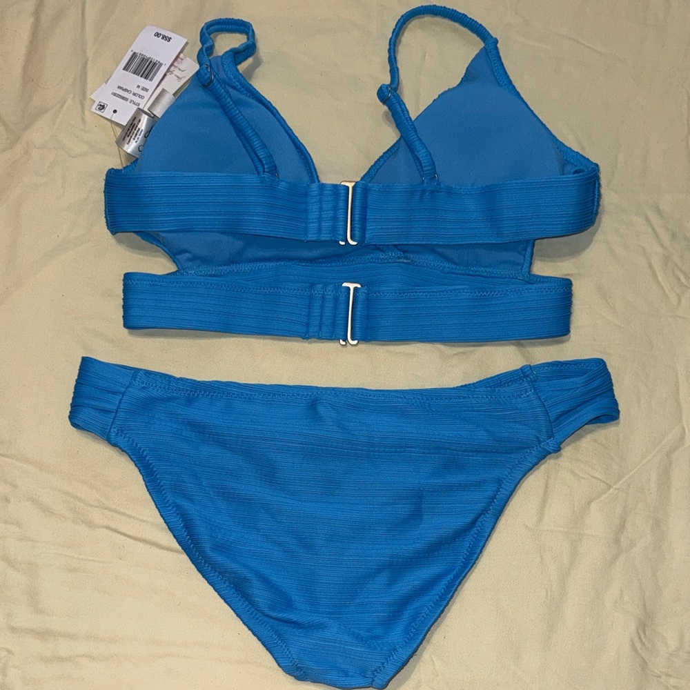 Jessica Simpson Bright Blue Ribbed Bikini Set - Picture 2 of 2